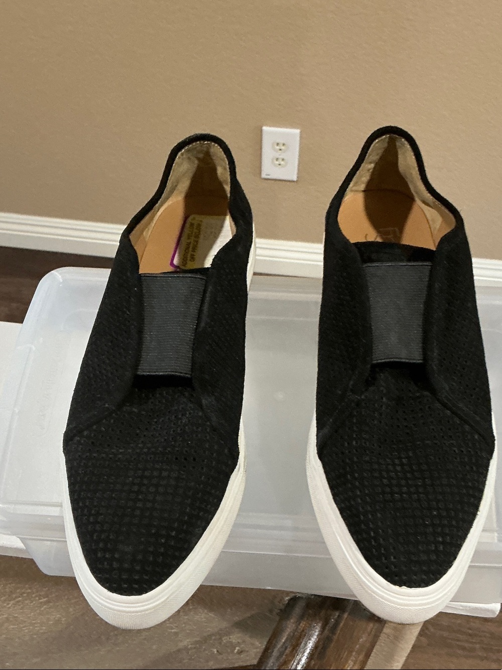 Franco Sarto Black Slip-On Sneakers with White Outsole